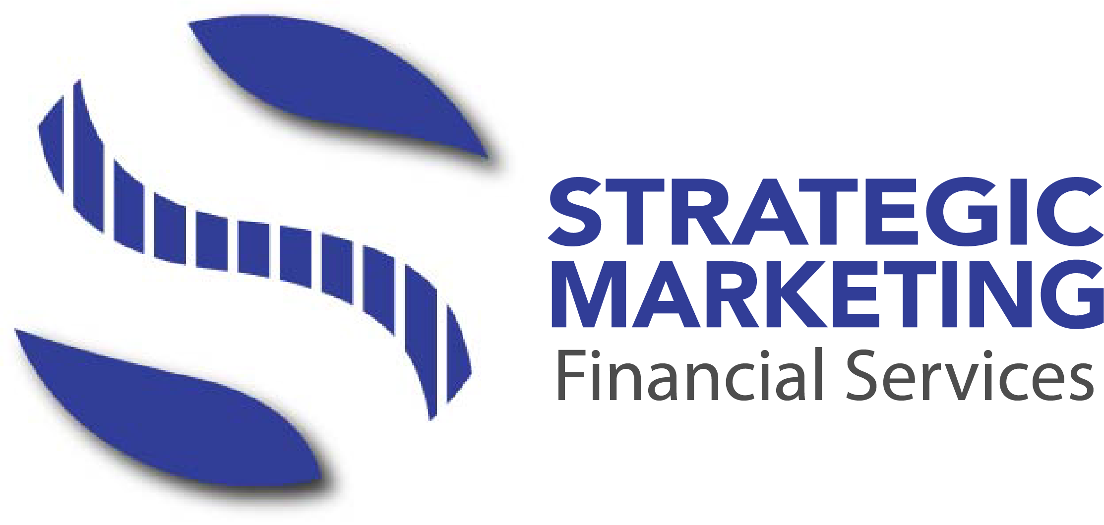 A blue and white logo for strategic markets financial services.