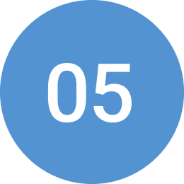 Digit five in blue circle