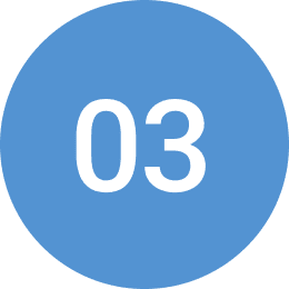 White 03 on blue circular background